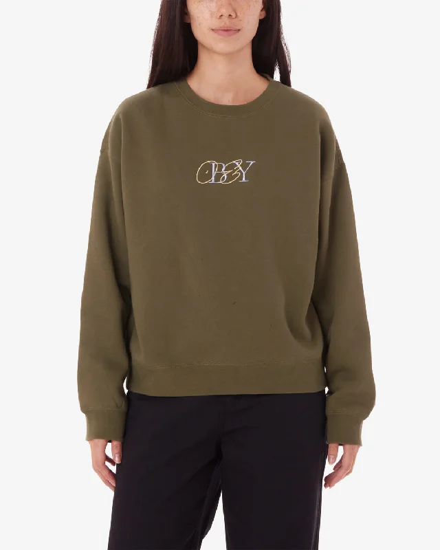 Obey TYPE MIX CREWNECK - OLIVE Wardrobe Upgrade