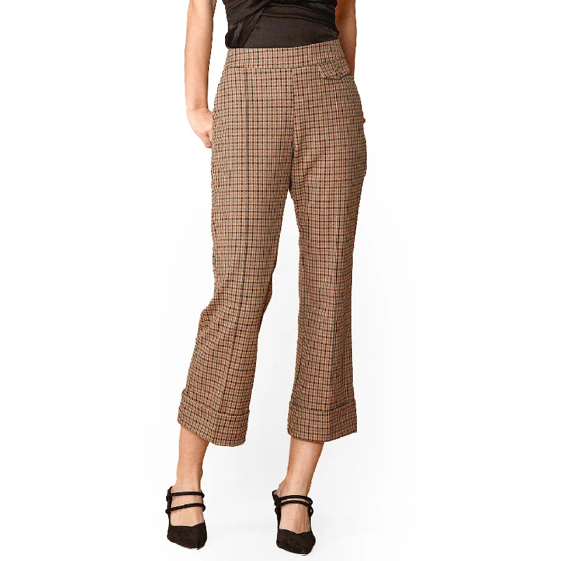 Women's Wide Cuff Trouser in Peach Gingham Trend Alert