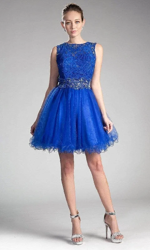 Ladivine CD0117 - Sleeveless Lace Bodice Tulle A-Line Short Dress Anniversary Sale