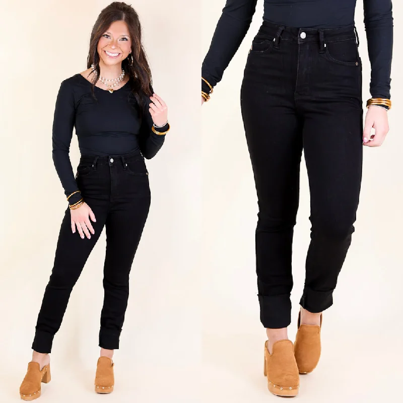 Judy Blue | Versatile Vibes High Waisted Tummy Control Skinny Jeans with Shield Pockets in Black Fashion Deal