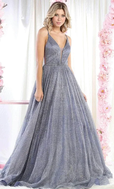 May Queen RQ7983 - Sleeveless V Neck A Line Dress Luxury Style