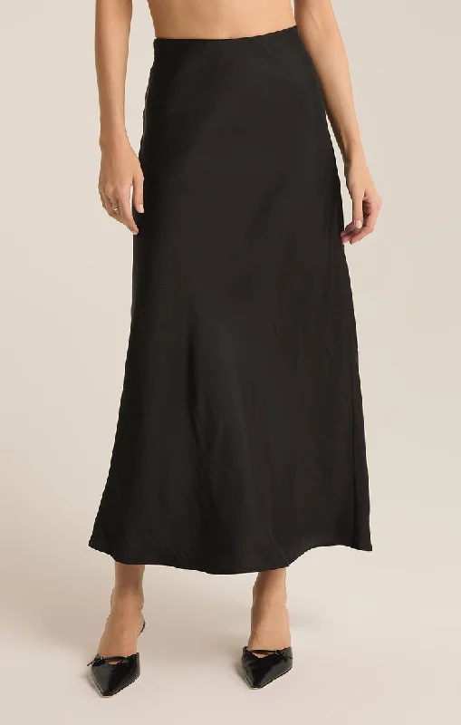 Z-Supply Europa Luxe Sheen Midi Skirt - BLACK Premium Style