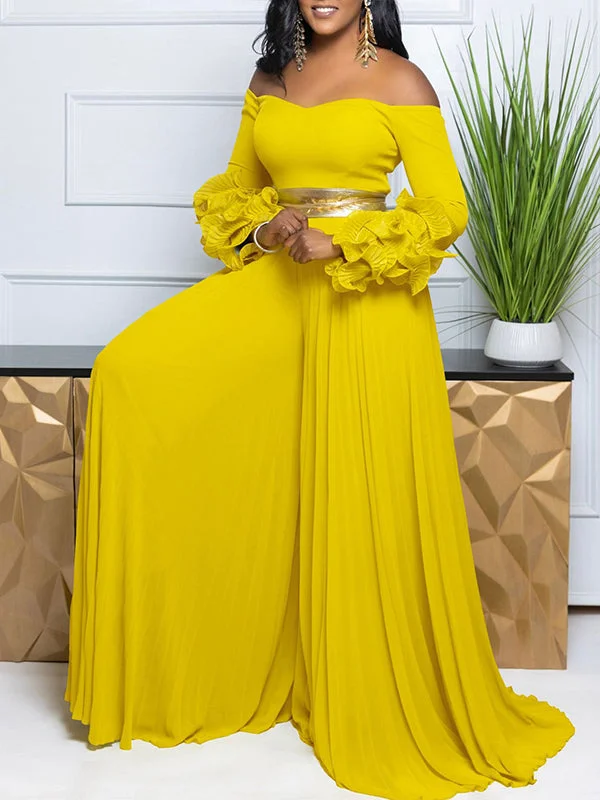 Off-Shoulder Pleated Jumpsuit Premium Fashion