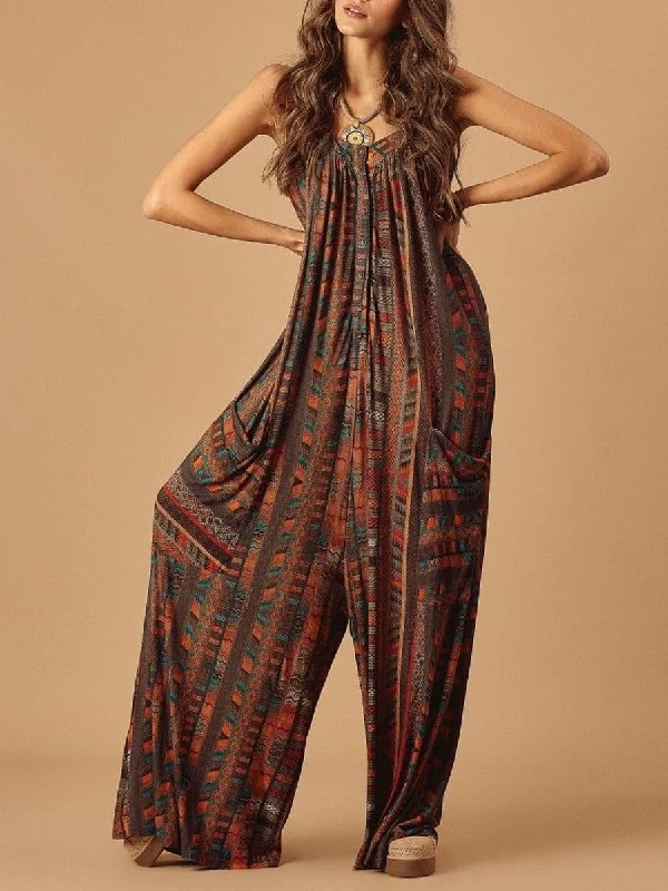 Fashionable Loose Print Pocket Jumpsuit Snag Fabulous Fashion Bargains