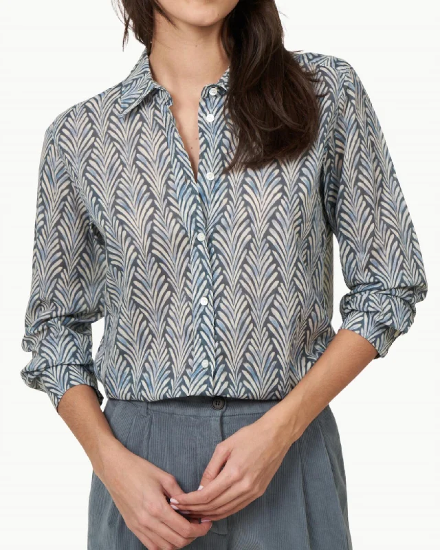 Coraz Woman Woven Shirt In Silver Blue Chic & Cozy Collection