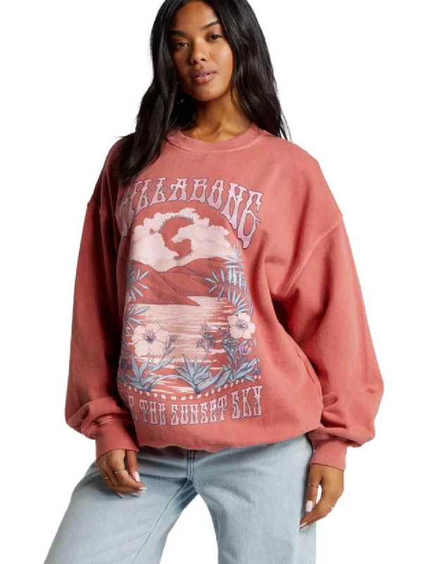 Billabong Ride In Oversized Crewneck Sweatshirt - RED CLAY Huge Savings On Parisian Styles