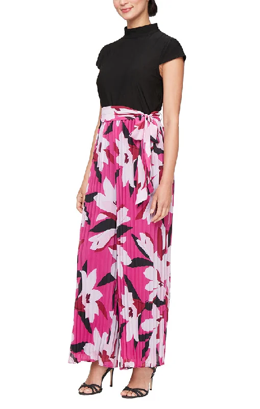 Printed Jumpsuit with Pleated Chiffon Pants Hot Deals