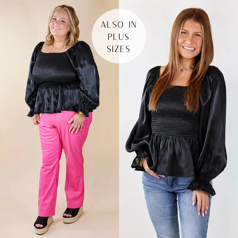 Perfect Vision Smocked Long Sleeve Top in Black Wardrobe Upgrade