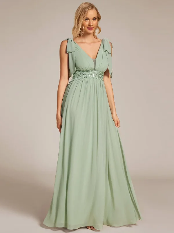 Bow Shoulder Empire Waist Maxi Bridesmaid Dress New Season Fashion Preview