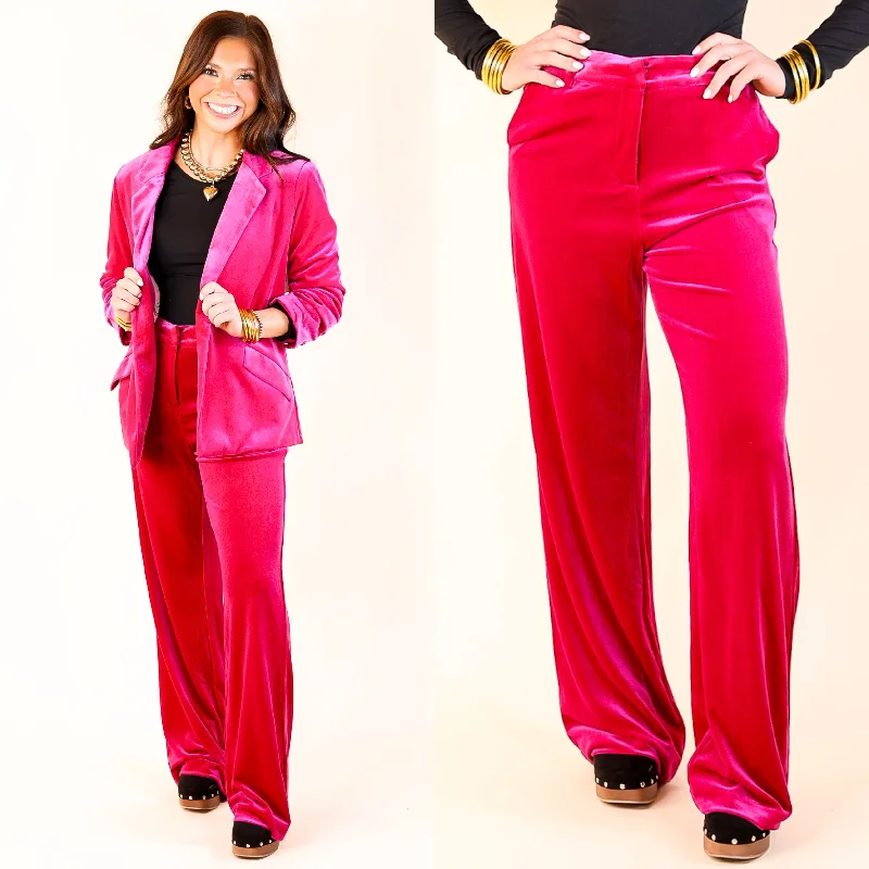 Chic Arrival Velvet Trouser Pants in Fuchsia Pink Gift Ideas