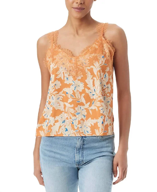 Palmer Lace-Trim Camisole Top In Apricot Orange Special Offer