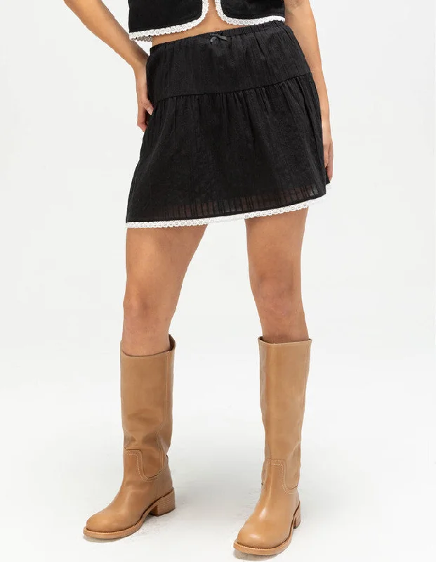 Rhythm Nori Mini Skirt - BLACK Trendy Women's Collection