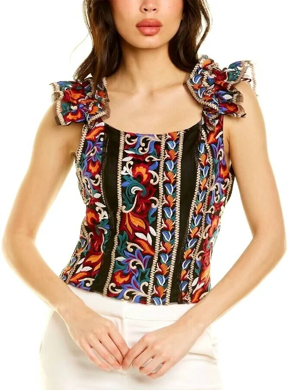 Embroidered Corset Top In Florence Boutique Styles