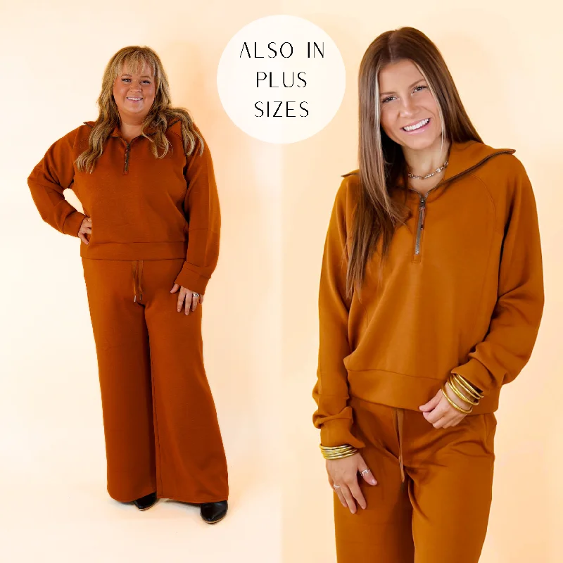 SPANX | AirEssentials Half Zip in Butterscotch Brown Seasonal Sale