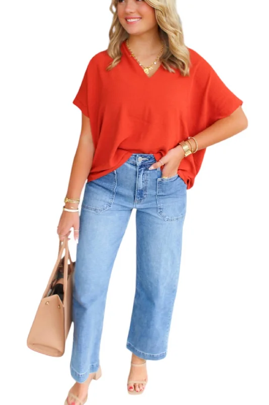 Piper Oversized Top In Rust Comfort First Women's Wear