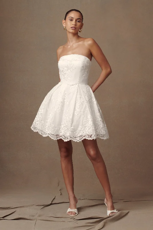 Eileen Lace Mini Dress - White Trend Forward Threads For Her