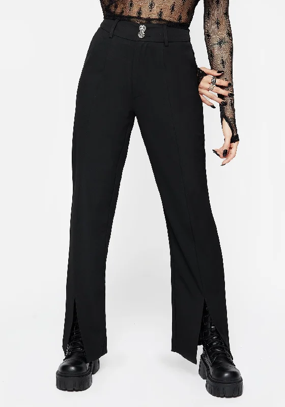 Marian Front Split Straight Leg Tailored Trousers Chic Outfits