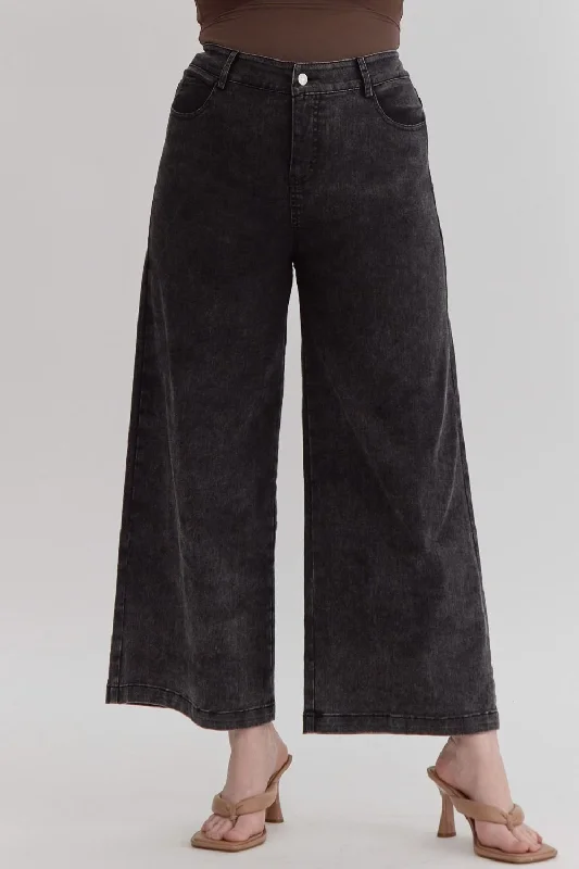 Don't Let Me Go Wide Leg Pant-Black Hot Trends