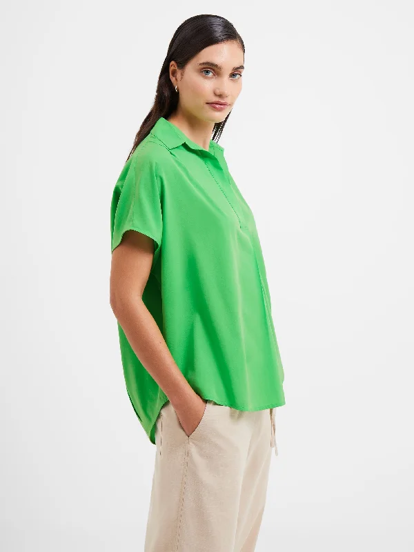 Cele Recycled Crepe Light Popover Shirt Brand Name Clothing Discount Extravaganza