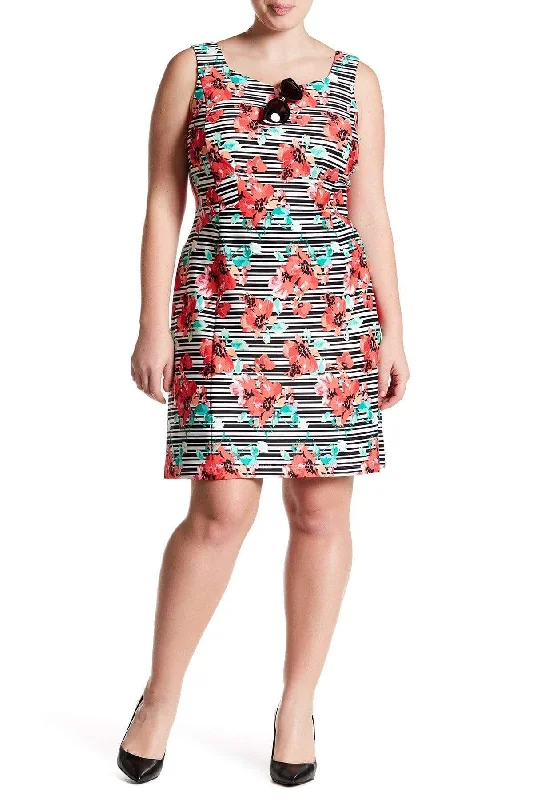 Adrianna Papell - AP1D100873 Floral Striped Sheath Cocktail Dress Unleash Your Trendy Side