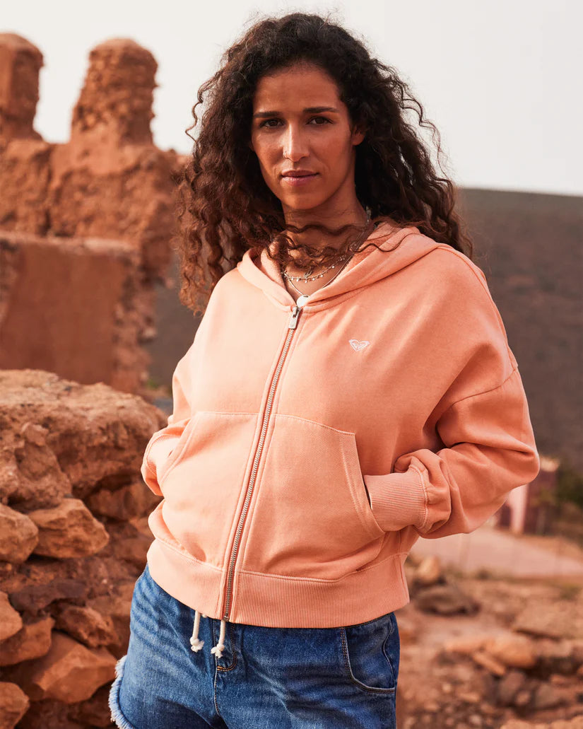 Roxy Sahara Vibes Zip Hoodie - TERRA COTTA Soft Textures