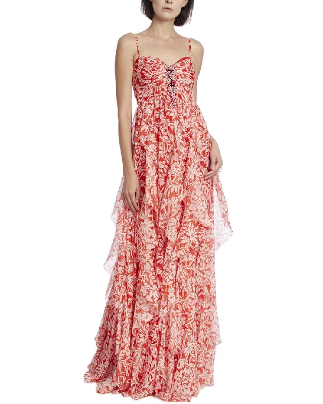 Badgley Mischka Print Cascade Gown Elegant Ensemble