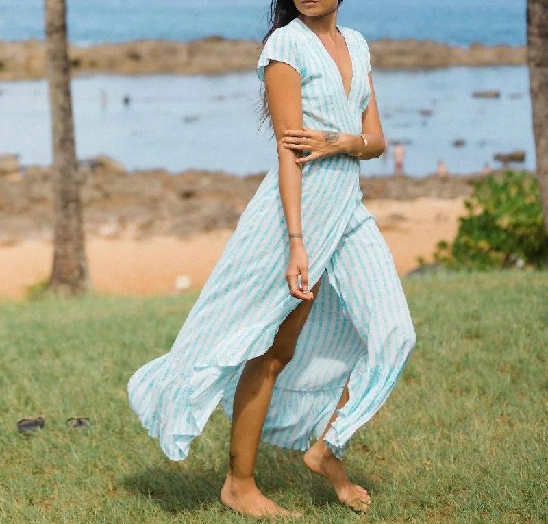 Bimini Wrap Dress in Blue Multi Effortless Chic Apparel