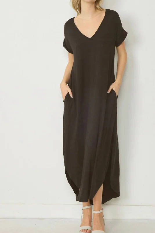 Everyday Maxi Dress In Black Casual Elegance