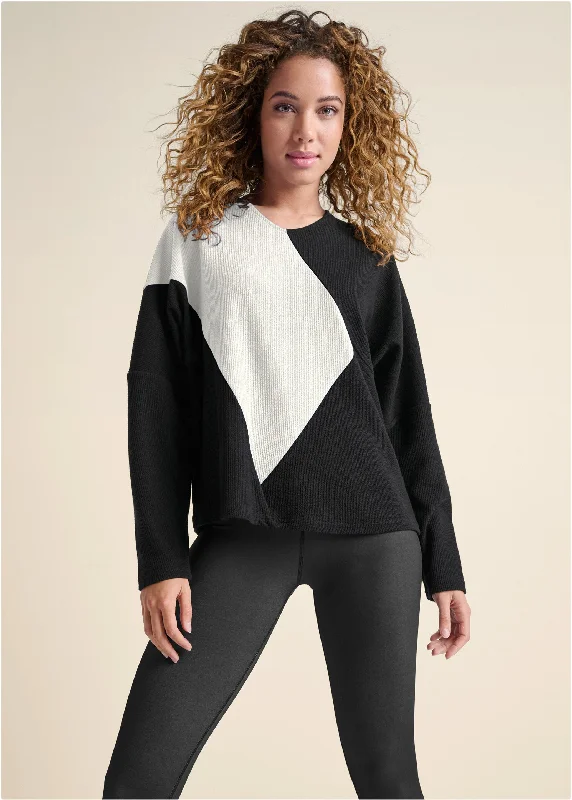 Color Block Oversized Top - Black & White Odd Size Clearance Sale