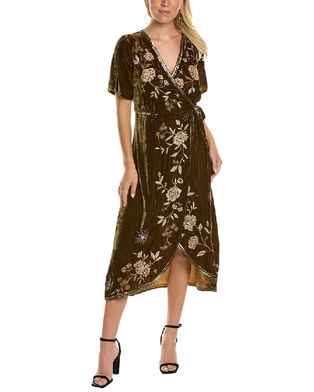 Johnny Was Ally Velvet Silk-Blend Wrap Dress Special Offer