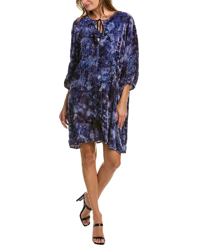 Johnny Was Azure Relaxed Silk-Blend Dress Comfortable Chic