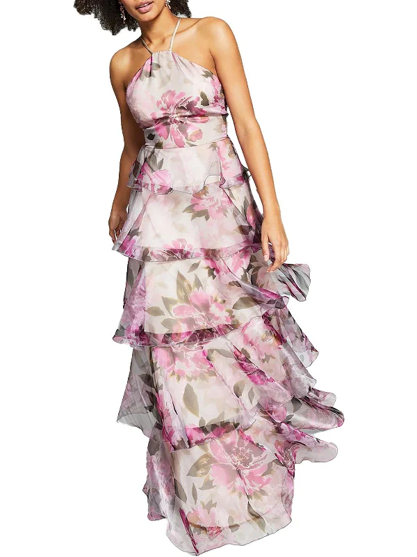 Juniors Womens Floral-Print Maxi Evening Dress Refined Simplicity