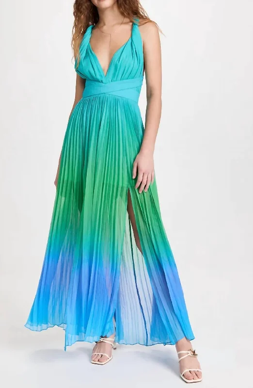 Kiki Long Dress in Blue & Green Ombre Sale Event, Prices Rock