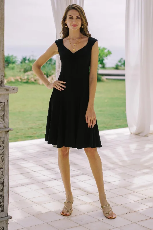 Lorena Artisan Crafted Little Black Modal Dress Luxe Layering