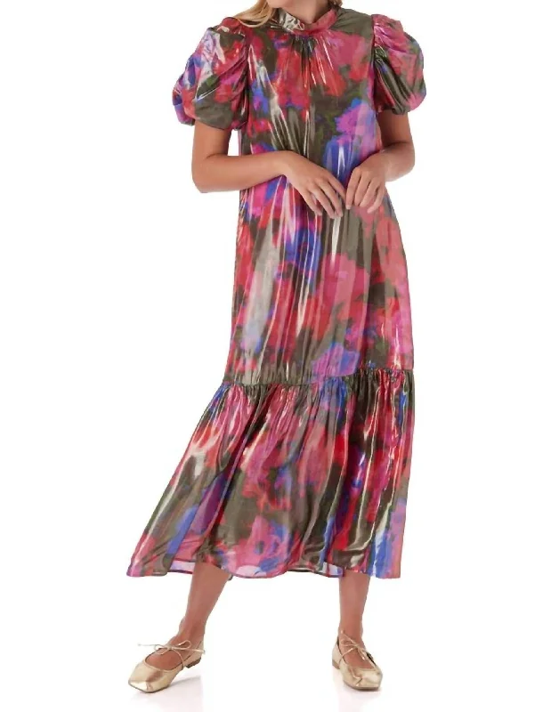 Loretta Dress Blurred Floral Bright Huge Markdowns