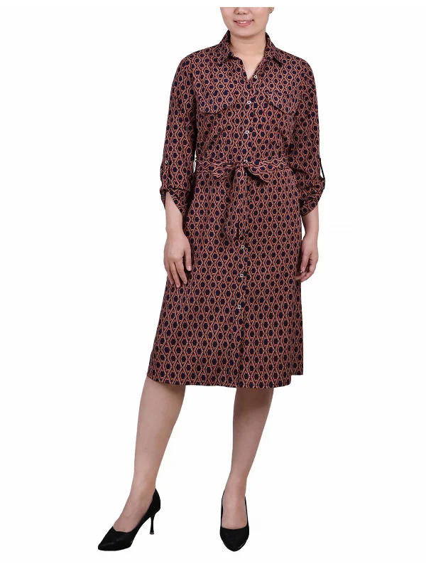 Petites Womens Woven Polyester Shirtdress Exclusive Deals Online