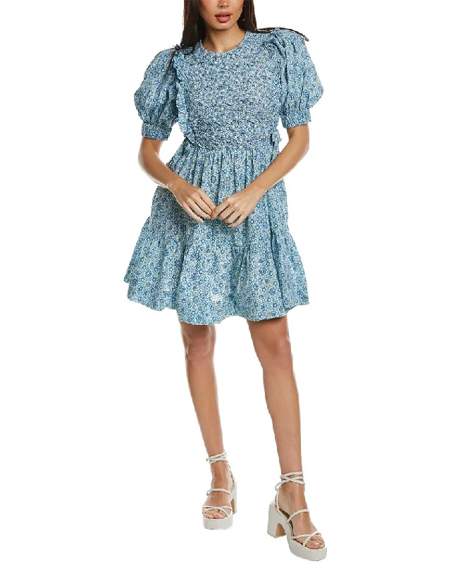 SEA NY Ida Print Smocked Dress Romantic Flair