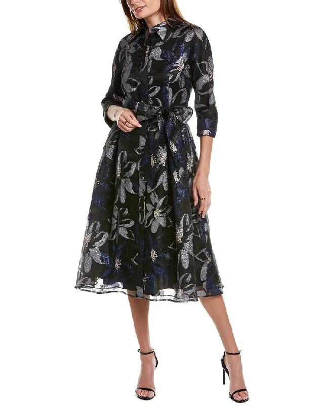 Teri Jon by Rickie Freeman Metallic Jacquard Shirtdress The Latest Fashion Trends