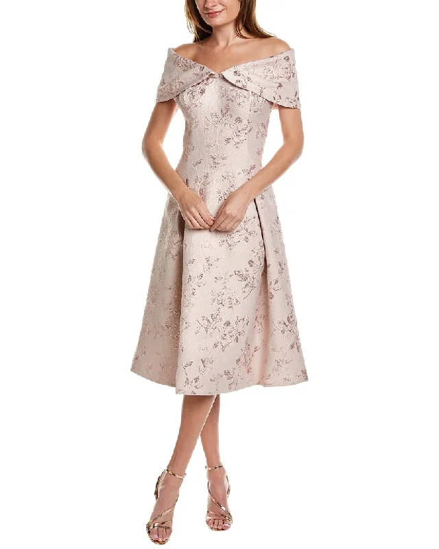 Teri Jon by Rickie Freeman Portrait Jacquard A-Line Dress Flash Sale Starts