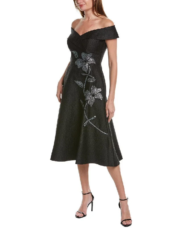 Teri Jon by Rickie Freeman Textured Midi Dress Trendy Aesthetics