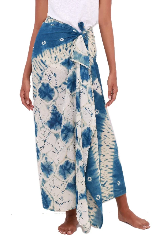 Toya Segara Bliss Wave Motif Tie-Dyed Rayon Sarong from Java Trendy Pulse