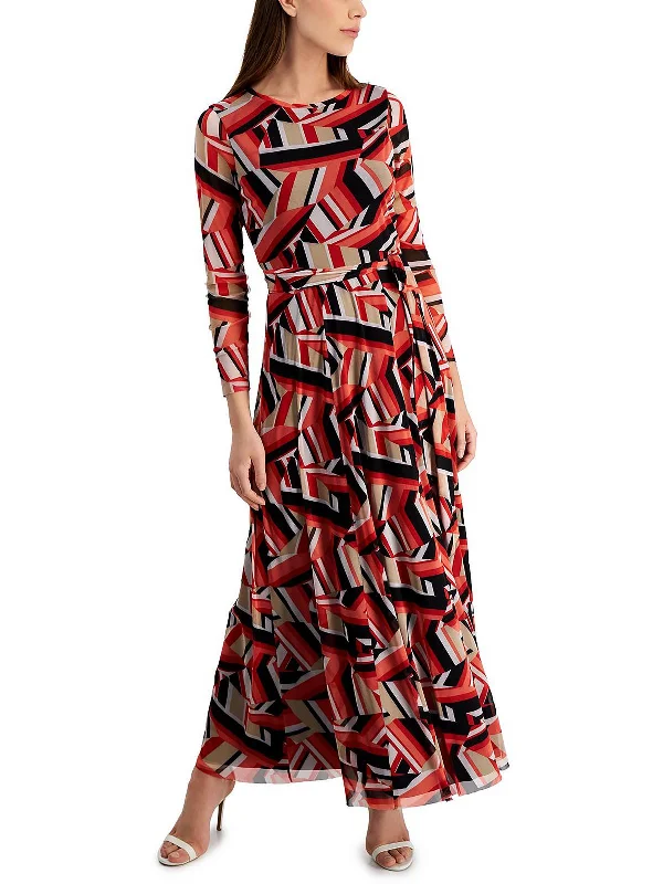 Womens Belted Long Maxi Dress Vibrant Femme Fashion