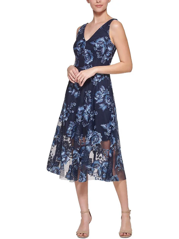 Womens Floral Calf Midi Dress Comfortable Clothes