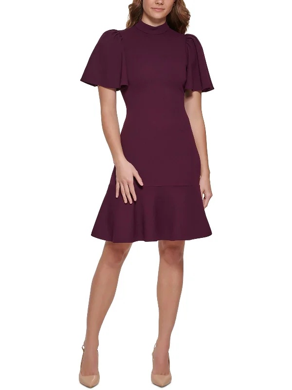 Womens Mock-Neck Knee Fit & Flare Dress Innovate Your Wardrobe