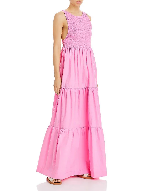 Womens Tiered Low Back Maxi Dress Limited Time Special Offer