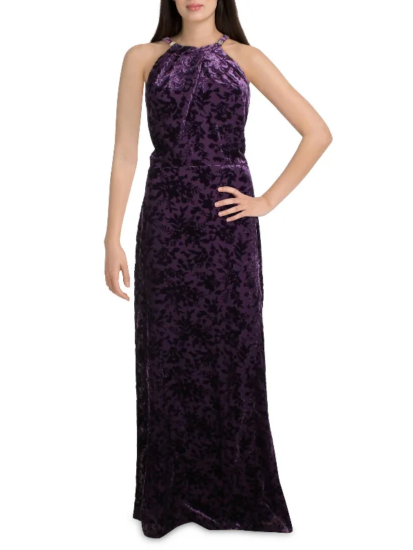 Womens Velvet Embellished Evening Dress Stay Ahead In Style