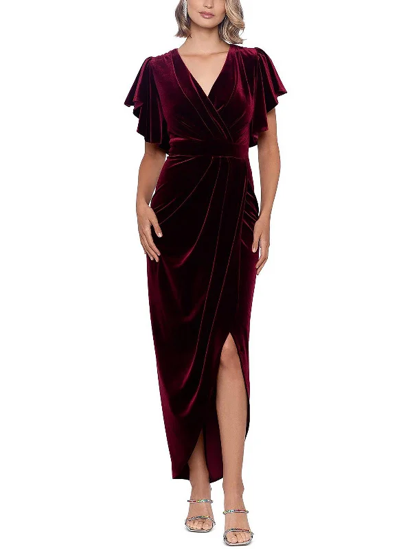 Womens Velvet Maxi Evening Dress Casual Chic