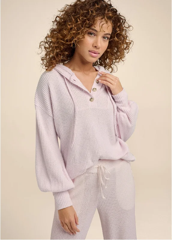 Brushed Waffle Hoodie  - Mauve Casual Chic Clothing