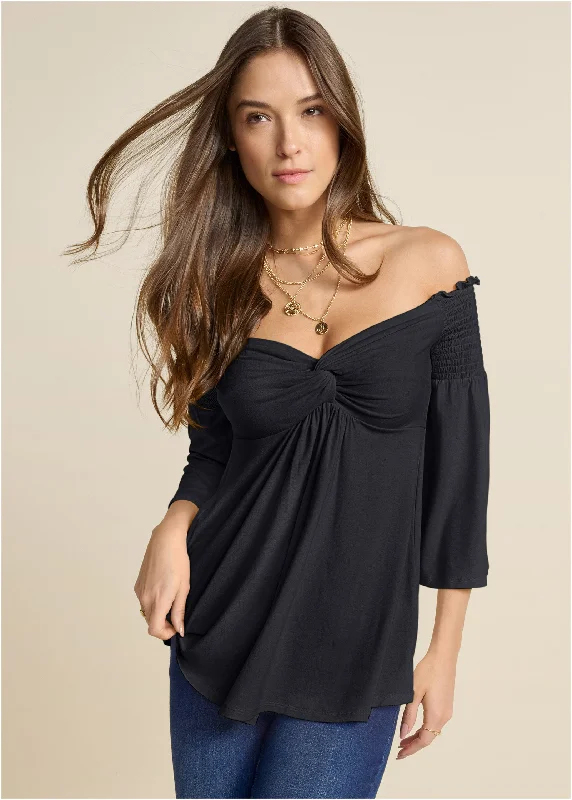 Off-The-Shoulder Top - Black Mid - Week Surprise