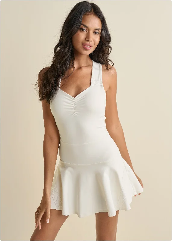 Lace Trim Tennis Dress  - Off White Pastel Styles